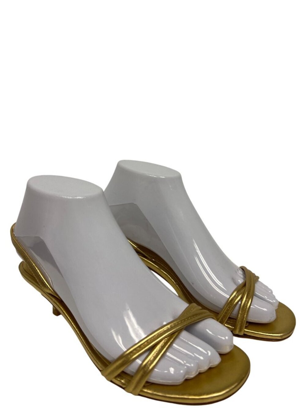 Larroude Annie Mini Slingback Sandal Gold Leather Kitten Heel Women's 5.5